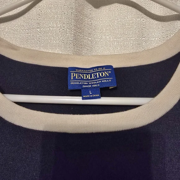 Pendleton Sweater Navy Cream Tank Top Preepy layering Office Business Casual - Picture 4 of 5